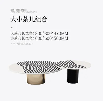 Oval Shape Zibra Stripes Luxury Marble Center Table