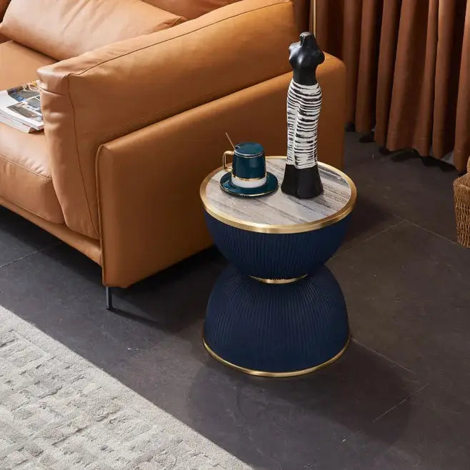 Contemporary Drum Style sofa marble side table