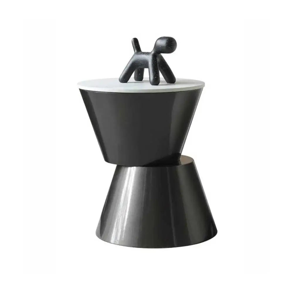 Black Drum Cone Shaped sofa marble side table