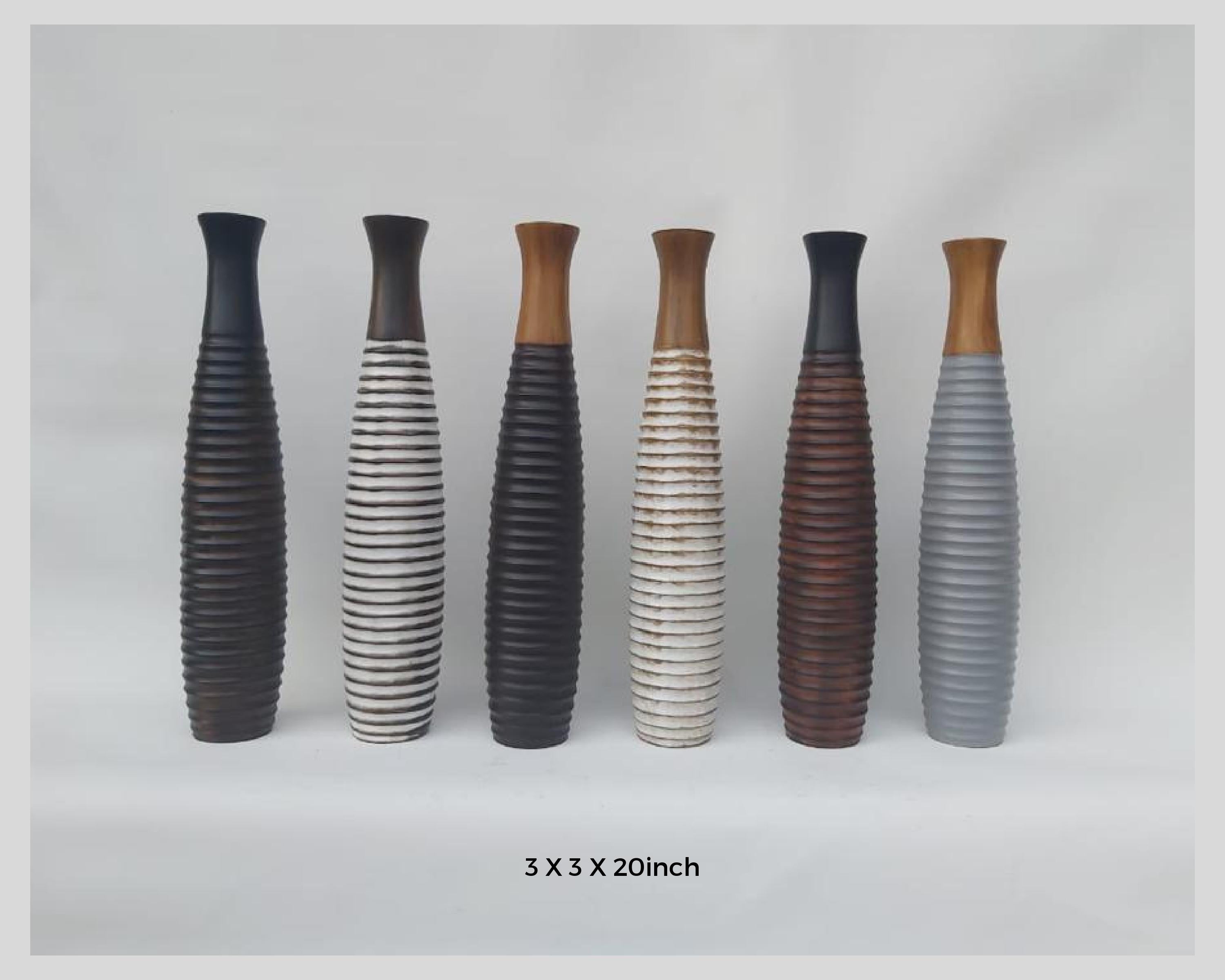 Modern Decorative Wooden big, Small Artificial floor vases for living room -Multi Color - 1 Piece