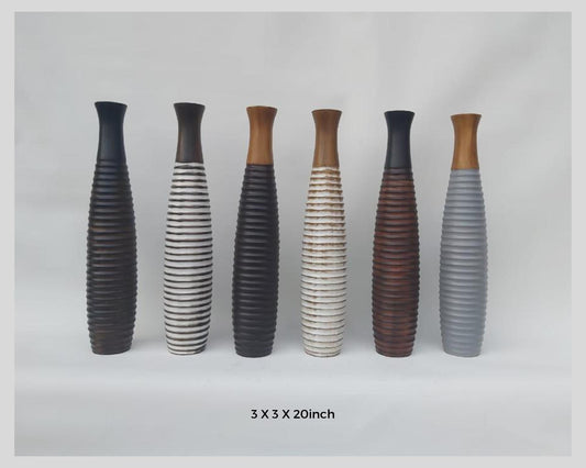 Modern Decorative Wooden big, Small Artificial floor vases for living room -Multi Color - 1 Piece