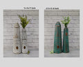 Green Copper White big, Tall, Artificial floor vases for living room - Set of 2