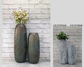 Modern  Green Copper White big, Tall, Artificial floor vases for living room - Set of 2