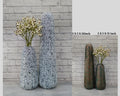 Modern Designer Wooden Decorative big, Tall, Artificial floor vases for living room - White Gold  - Set of 2