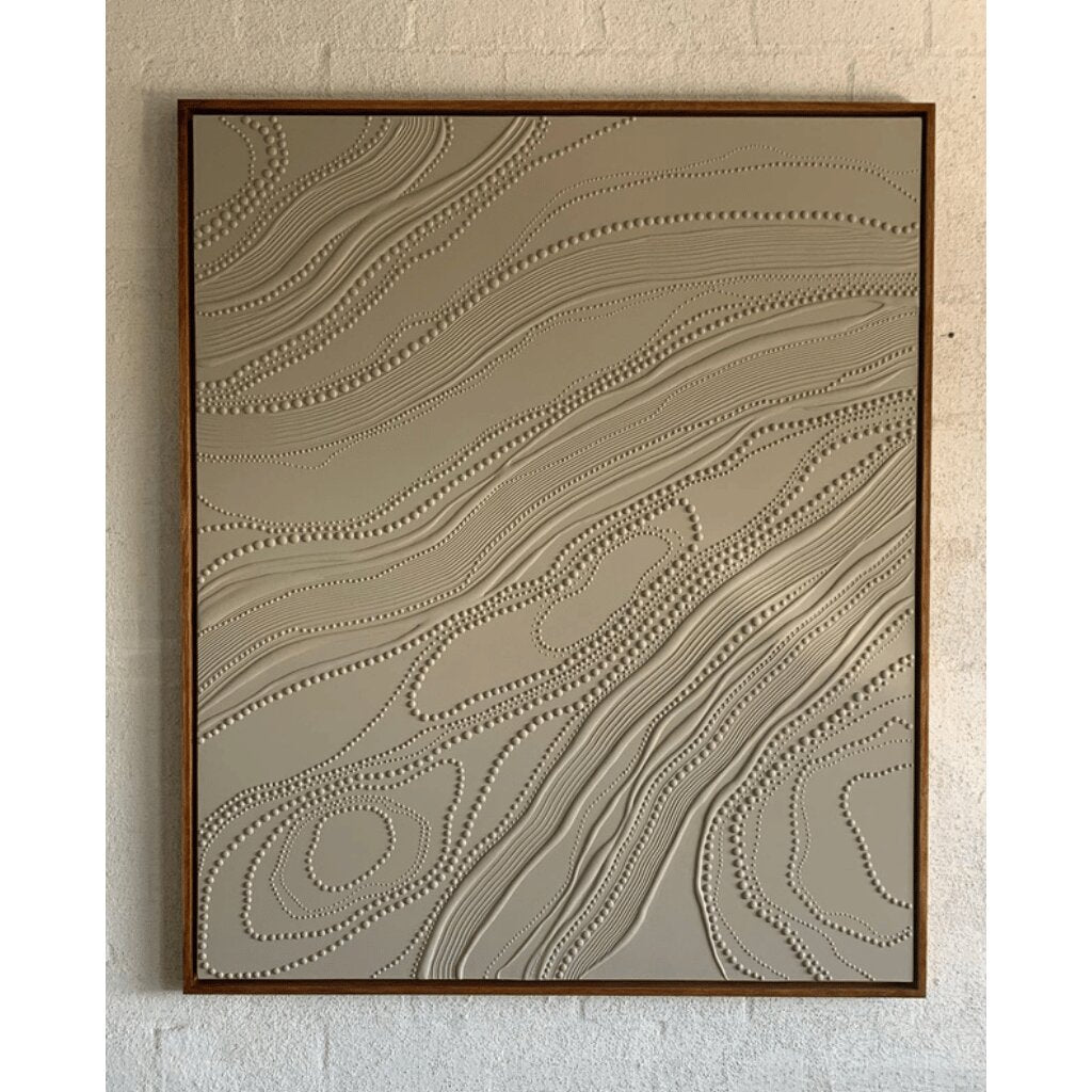 Beaded and Organic Texture Art with Topographic Lines for Bedroom, Living Room, Office