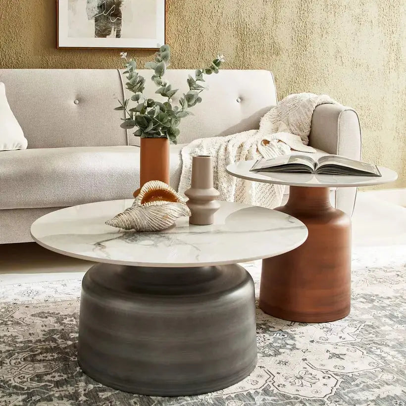 a living room with a couch and a table