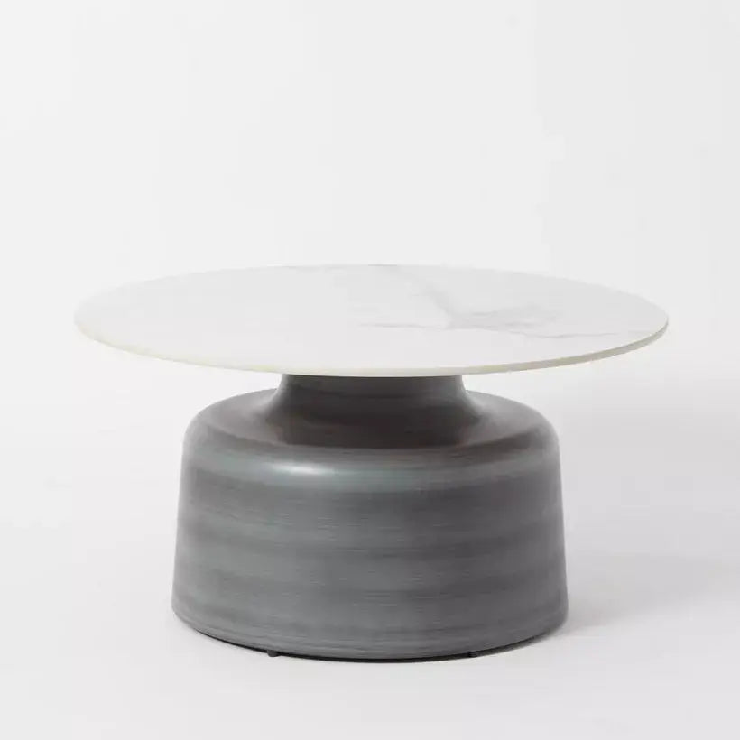 a table with a white top and a gray base
