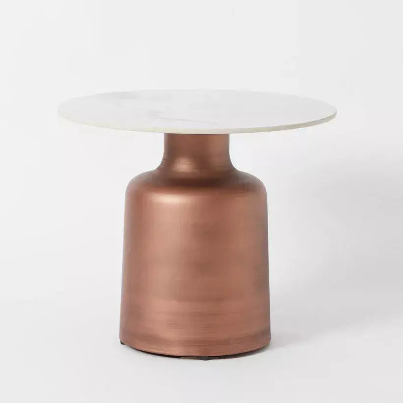 a round table with a marble top
