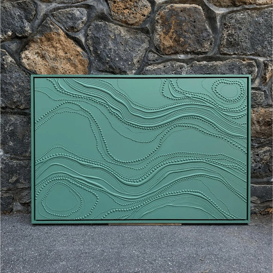 Textured Art with Flowing Topographic Lines and Beaded Accents for Bedroom, Living Room, Office