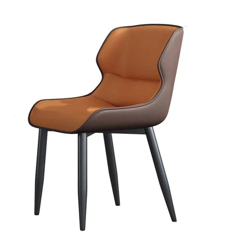 a brown and black chair on a white background