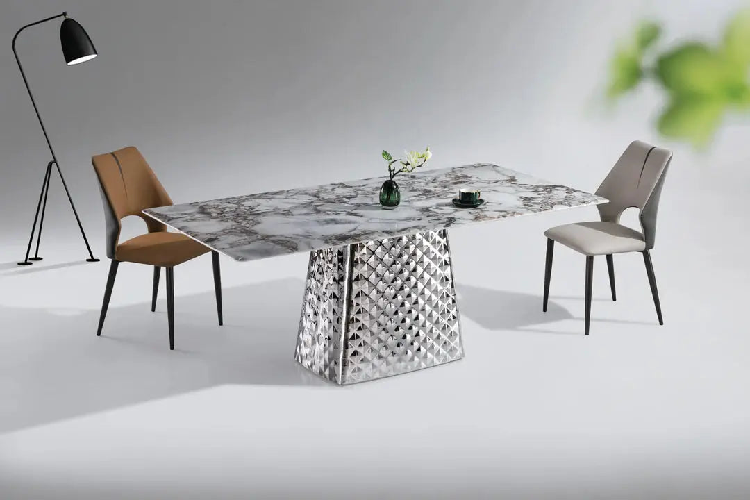 Tri-array Contemporary Luxury marble Dining Table 6 seater