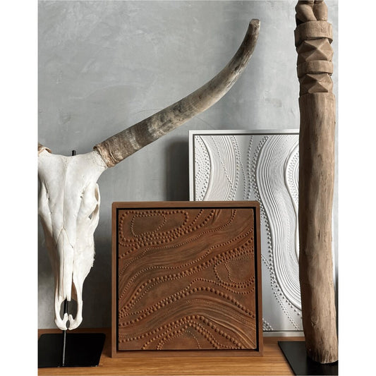 Organic, Structured Texture Art with Beaded Accents for Bedroom, Living Room, Office