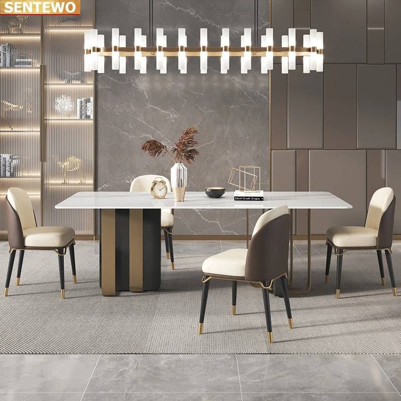 Dutch Black brass gold modern luxurious marble dining table 6 seater