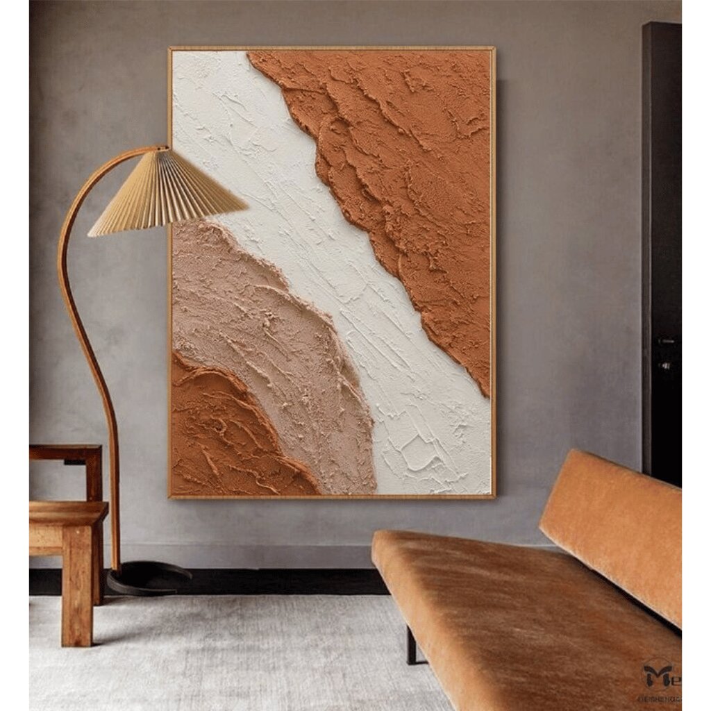 3D Abstract Texture Wall Art for Living & Bedroom, Beige White