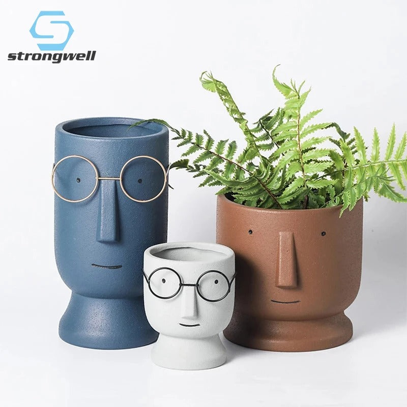Optical face table vase -  1 piece - big & small size