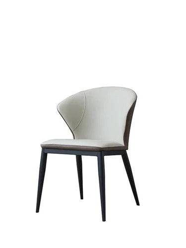 a white chair with black legs and a white seat