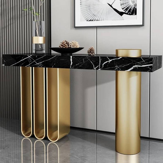 Jazz Italian Black & Gold Modern Marble Console Table