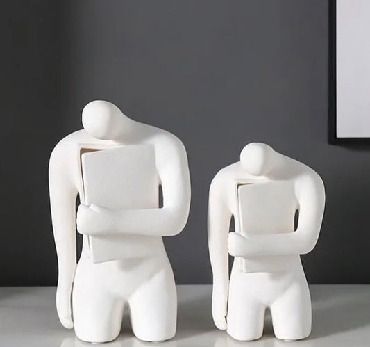 Men holding a book Porcelain table decor - set of 2