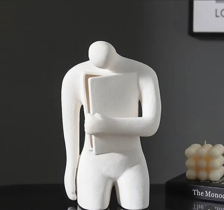 Men holding a book Porcelain table decor - set of 2