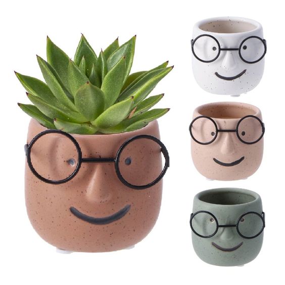 Optical face table vase- set of 3 - big & small size