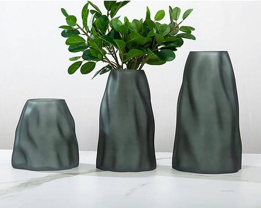 Glass Black table Vase- Set of 3