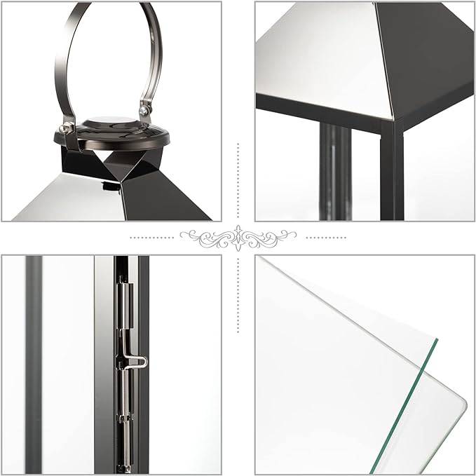 Black Stainless Steel Lantern - Set of 3