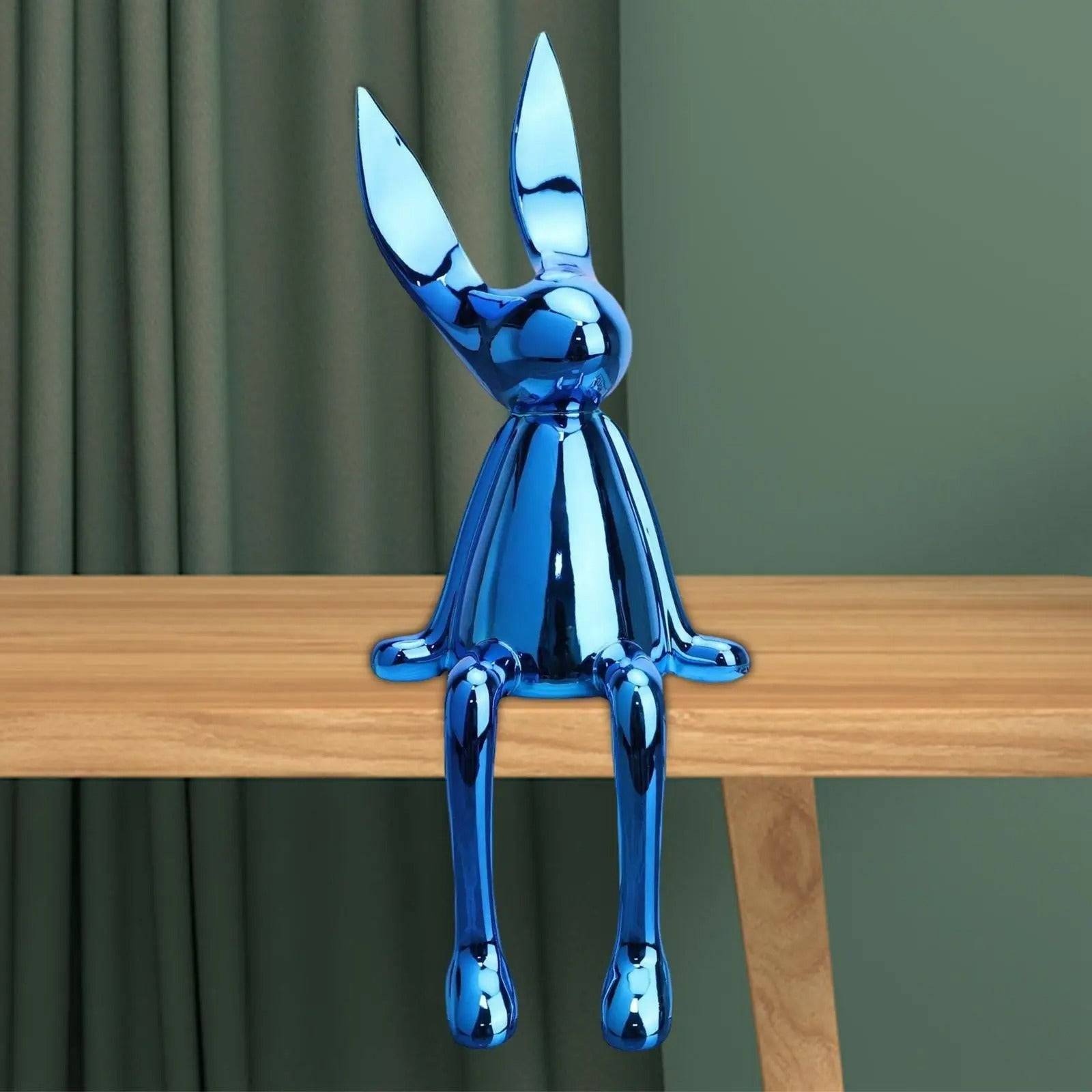 Bunny Figurine table decor, Blue, Gold, Silver  - Set of 3