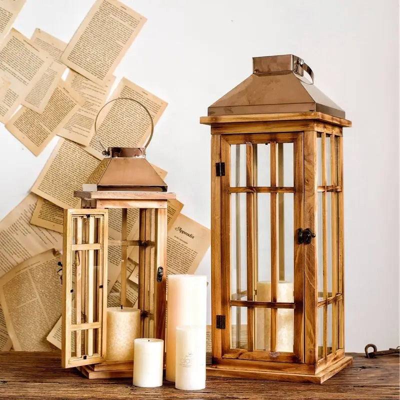 Wooden Lantern - Set of 2