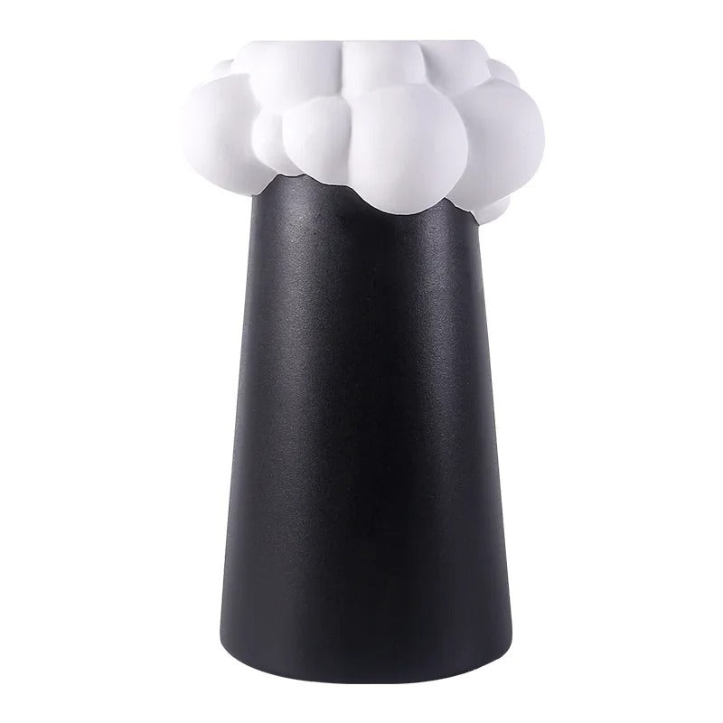 Cloud Shape Abstract Black and White Ceramic Vase - set of 2