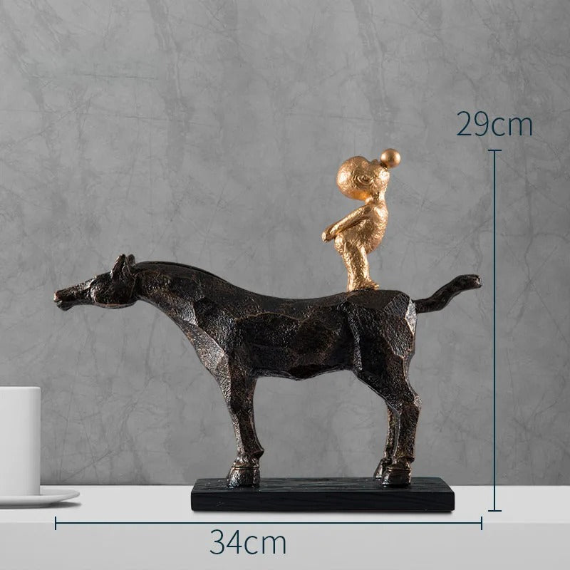 Boy Rider on Horse Center Table Decor - 1 Pair