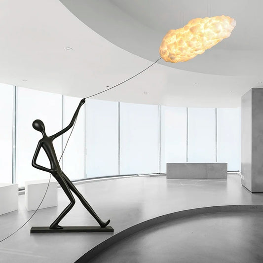 Cloud Flying Human Art Fiber Sculpture Floor Lamp chandelier