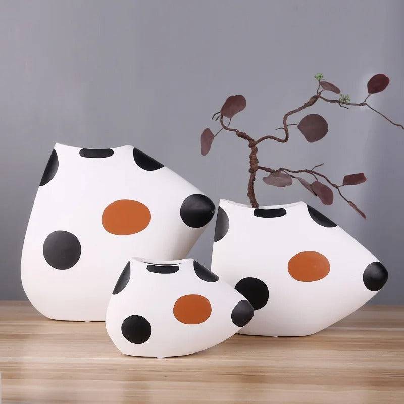 Abstract Cow Figurine Ceramic table Vase- Set of 3