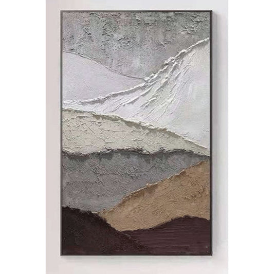 Abstract Plaster Wall Art in Beige & White for Decor
