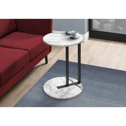 Monarch Accent White & Black sofa marble side table