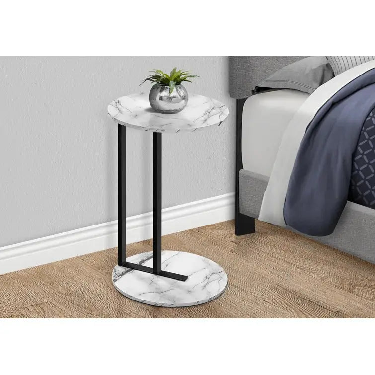 Monarch Accent White & Black sofa marble side table