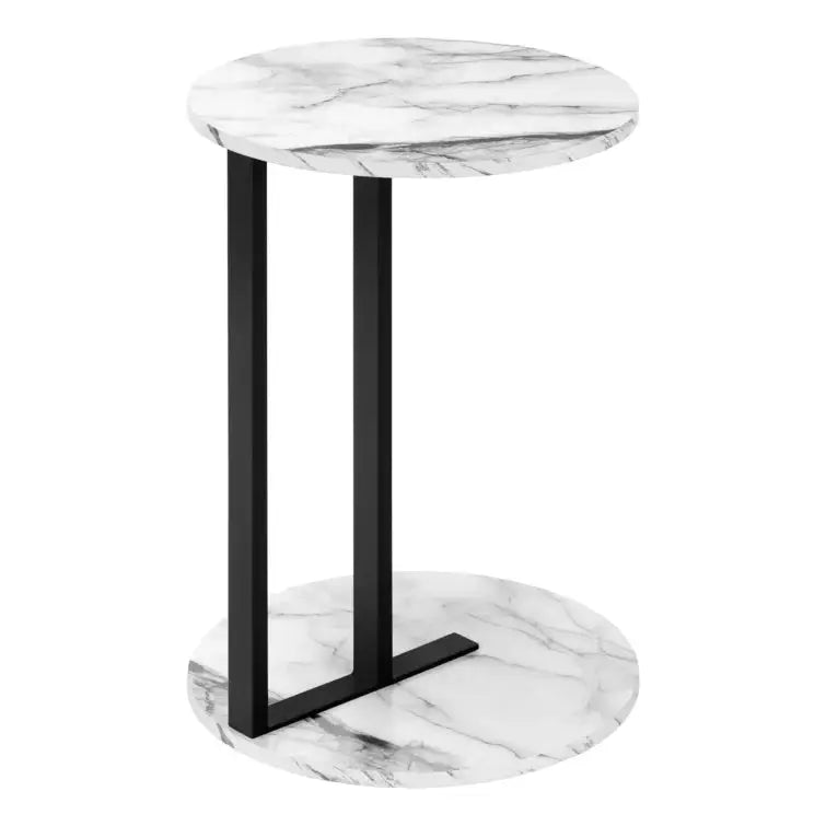 Monarch Accent White & Black sofa marble side table