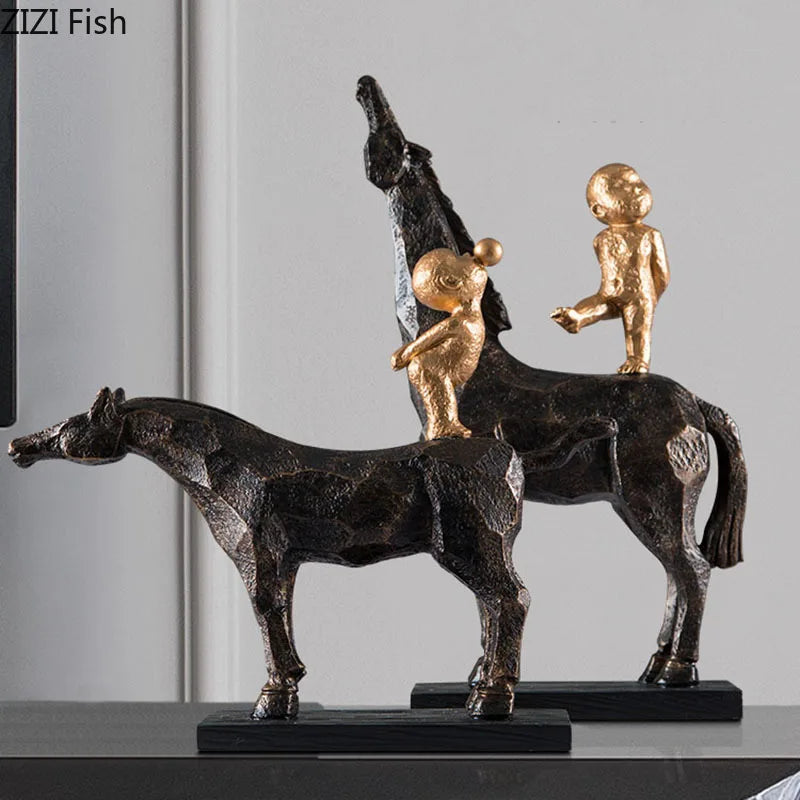 Boy Rider on Horse Center Table Decor - 1 Pair