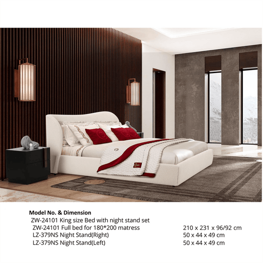 Chic Contemporary Bed and Nightstand Set for Stylish Homes- without Mattress