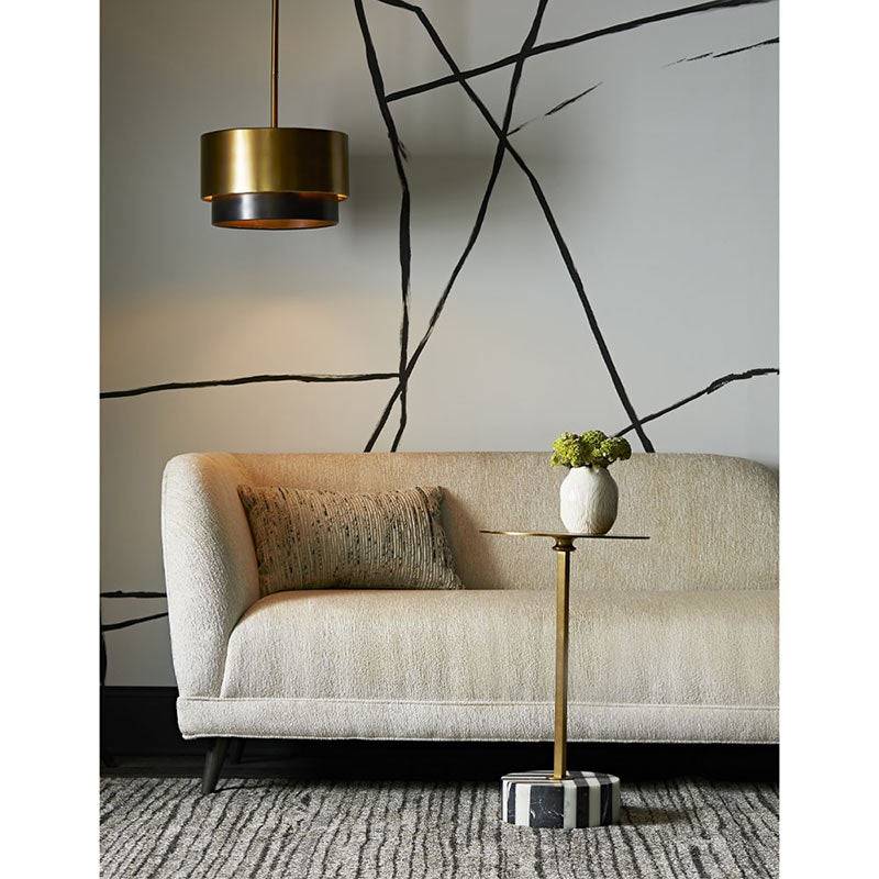Striped European style Marble & Metal sofa marble side table