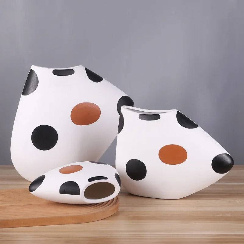 Abstract Cow Figurine Ceramic table Vase- Set of 3