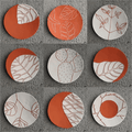 Divine Symbols Round Shape Dish Terracotta Wall Mural- set of 9