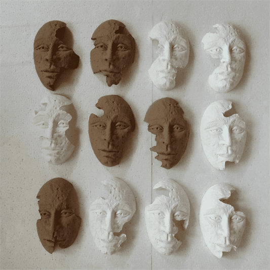 Floral Symphony Human Face Terracotta Wall Mural- set of 12