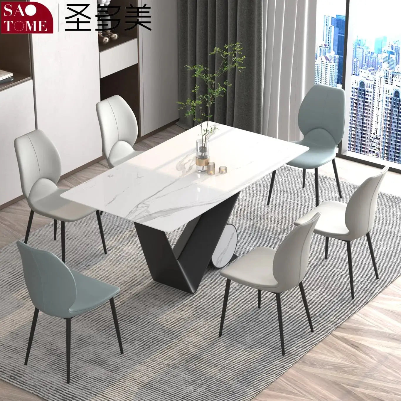 Manhattan luxurious marble dining table 6 seater