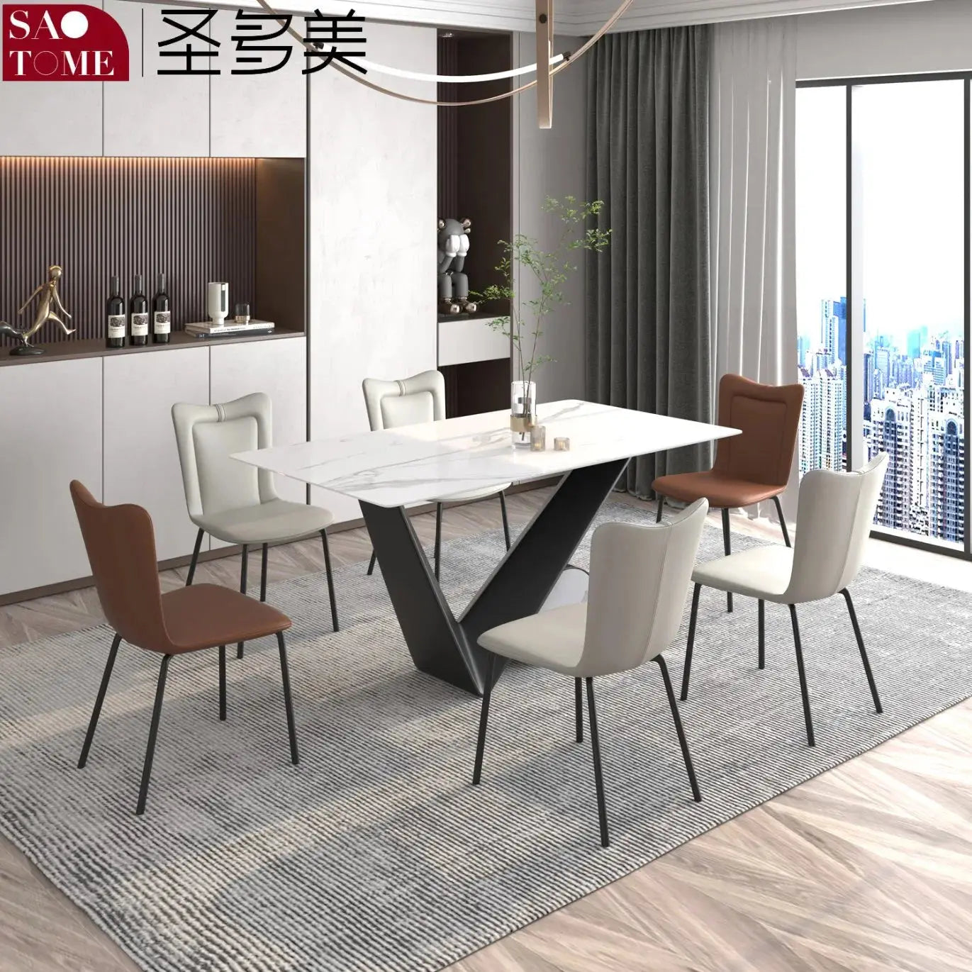 Manhattan luxurious marble dining table 6 seater
