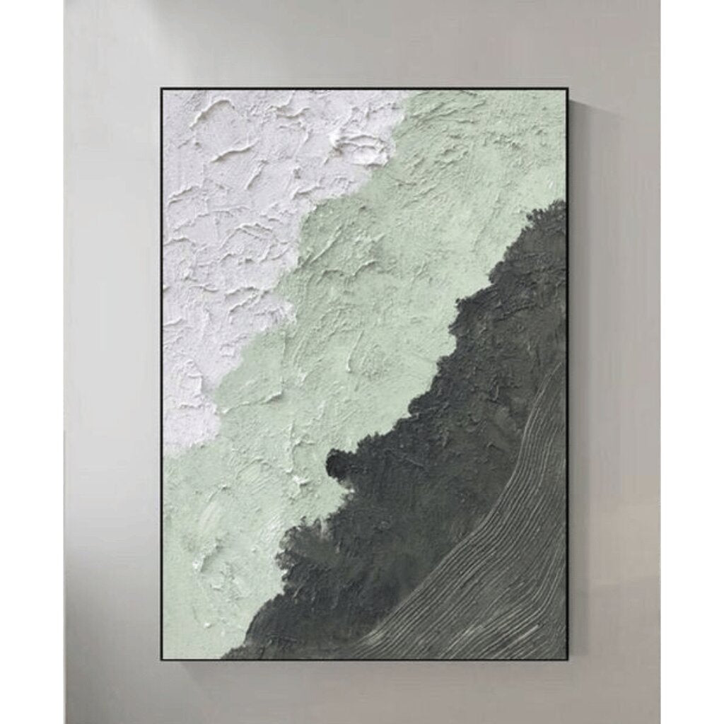 Living Room Wall Art, Beige White Plaster Painting