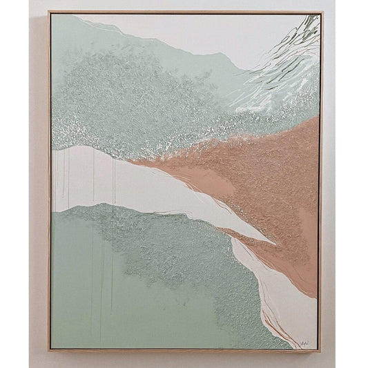 Living Room Wall Art in Beige White Plaster Texture