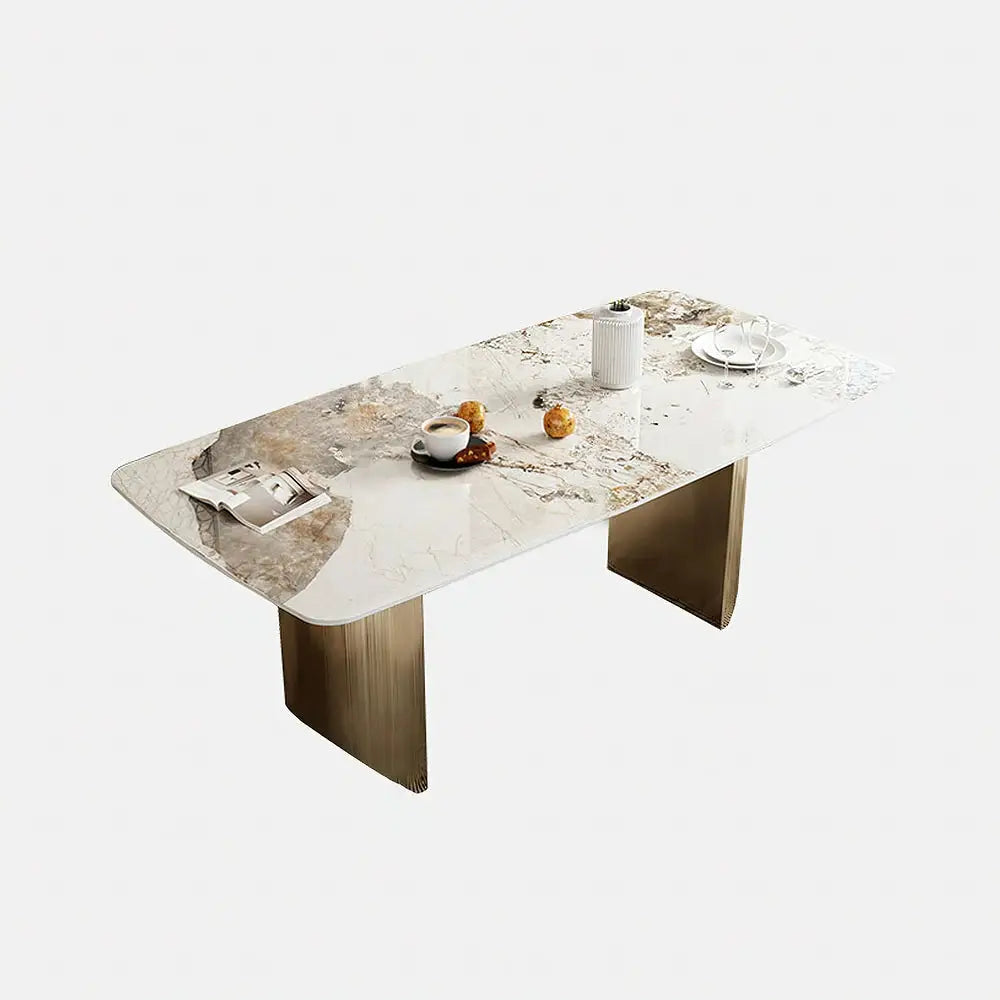 Dashona White Italian Style Black Pedestal modern Dining Table 6 seater