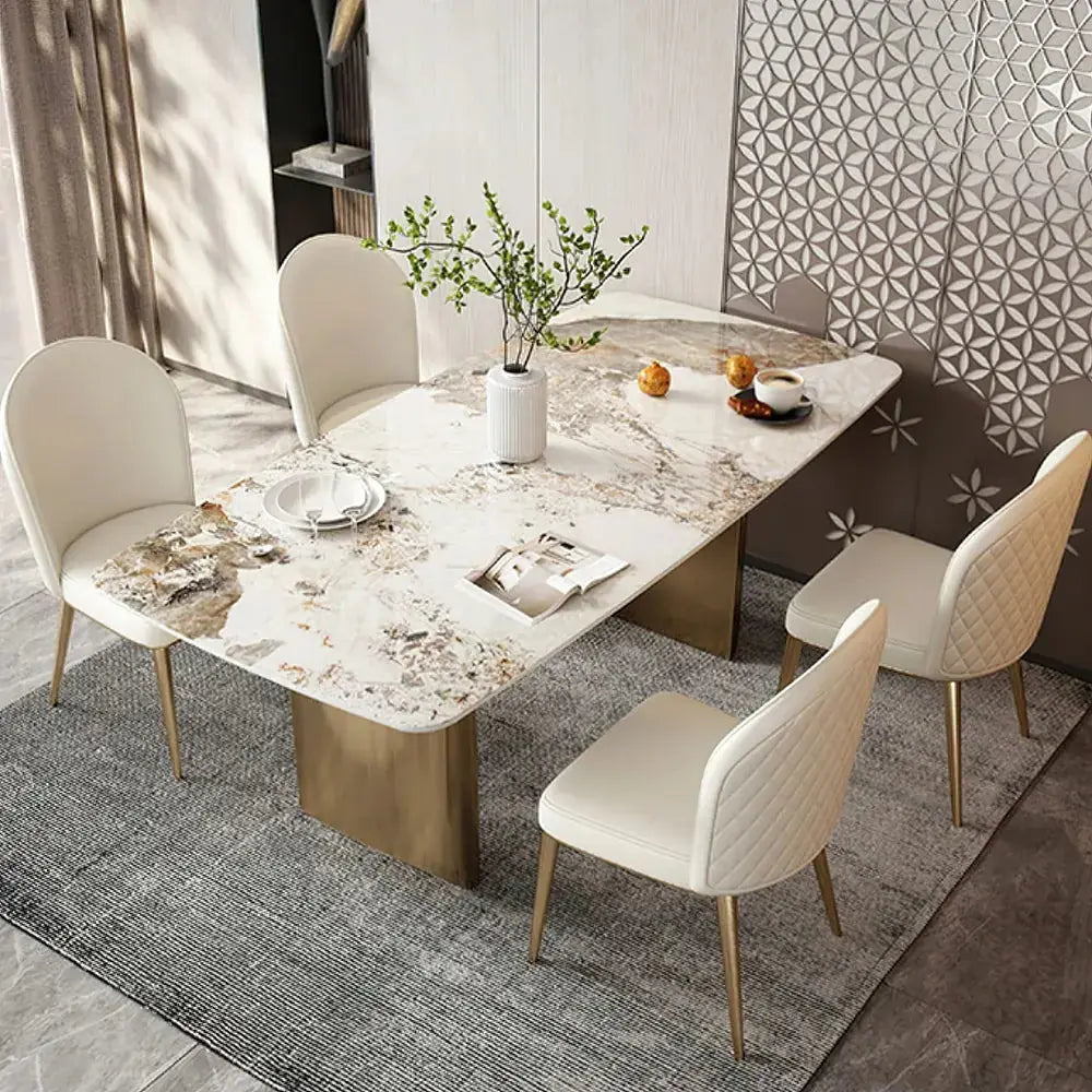 Dashona White Italian Style Black Pedestal modern Dining Table 6 seater