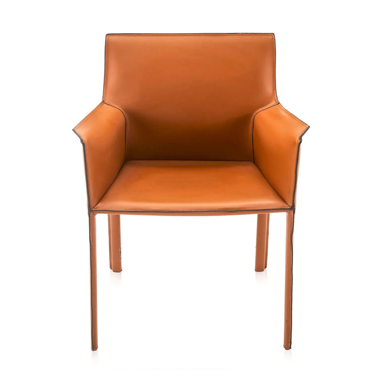 a brown leather chair on a white background