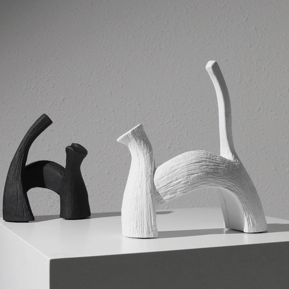 Black and White Cat Minimalistic Center Table Decor - set of 2